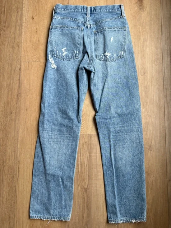 AGOLDE 90s Mid Rise Loose Fit Jean Blue Distressed Size 25 - Picture 9 of 13